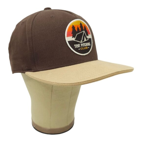 Tent Pitching Club Patch Snapback Cap Trucker Baseball Hat Sandwich Bill Yupoong - Picture 3 of 13